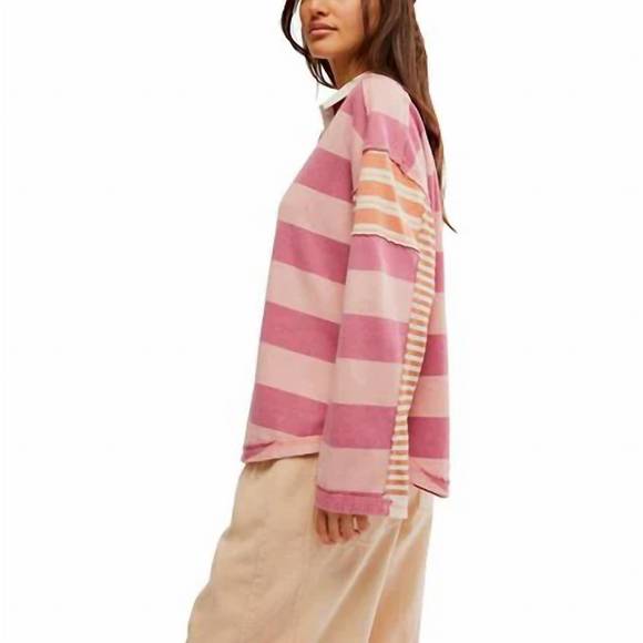 NEW FREE PEOPLE aster stripe tee in farm combo - Picture 3 of 4